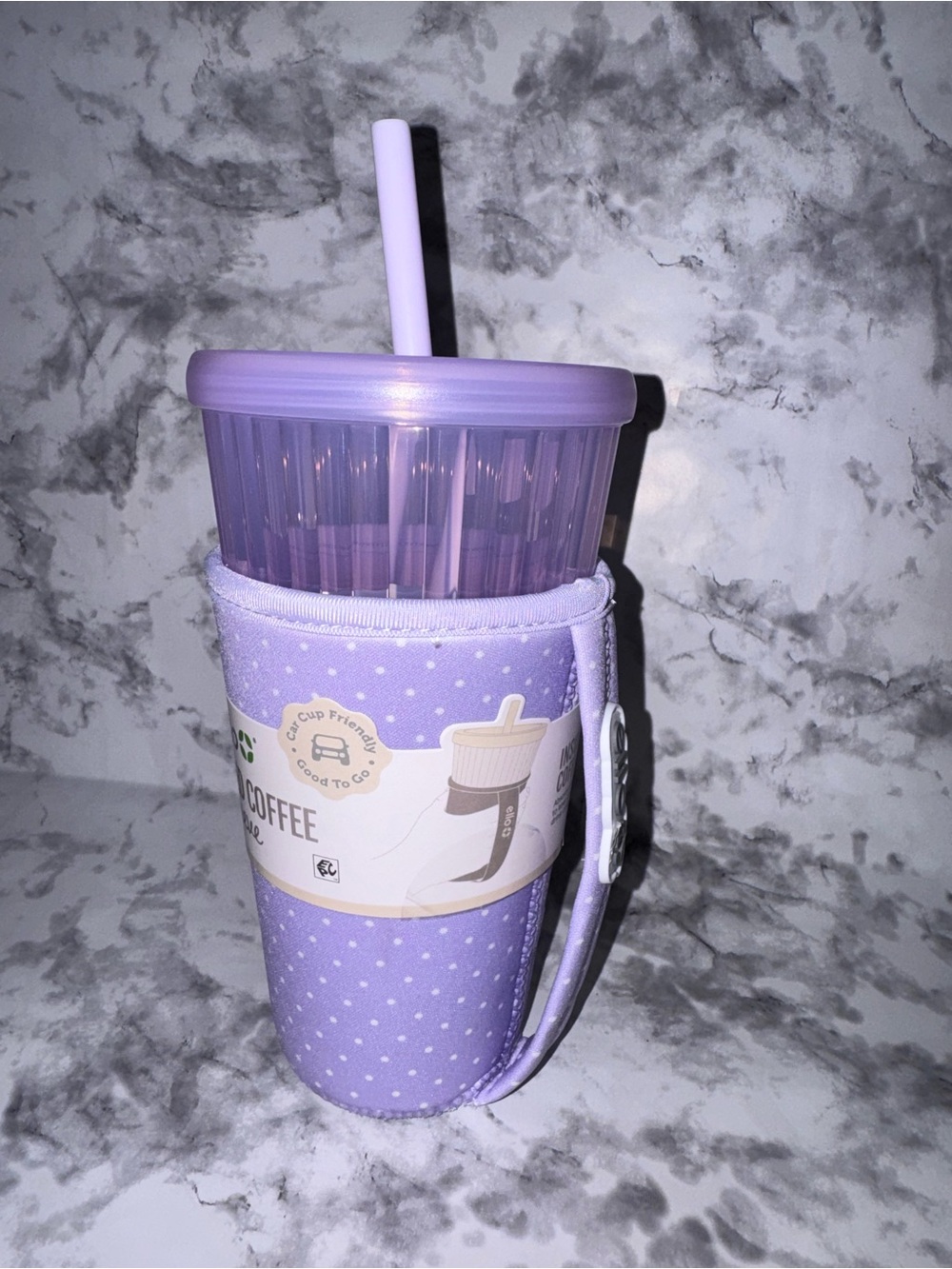 Light purple Iced Coffee or any cold drink Tumbler with hydrangeas Sleeve 24oz